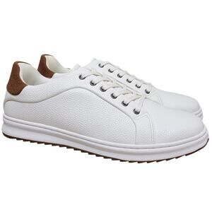 Vance Co Men Robby Low Top Casual Sneakers Size US 10.5M White Faux Leather
